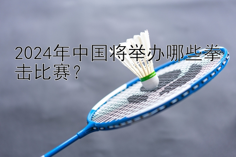 2024年中国将举办哪些拳击比赛？